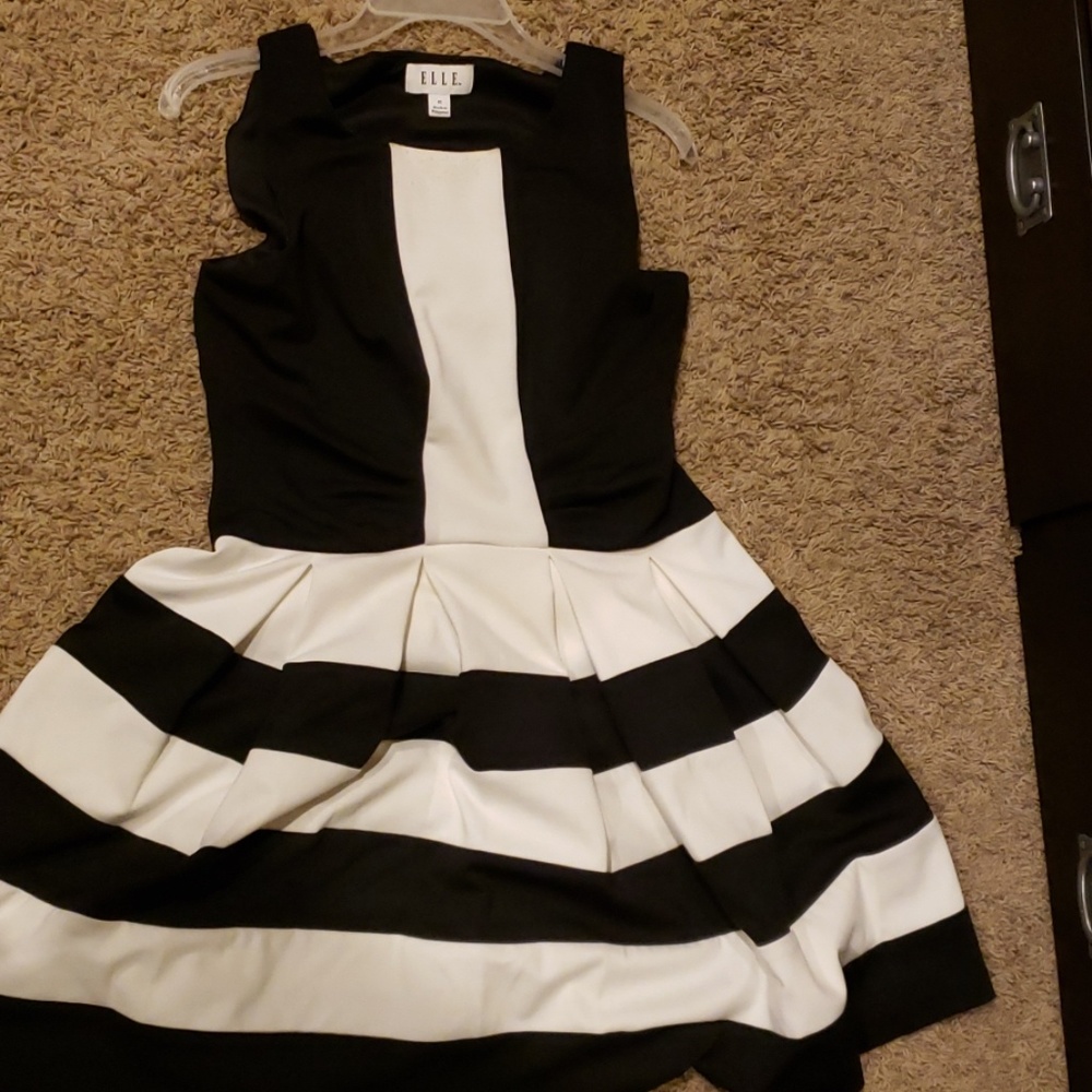 Black and white knee length dress